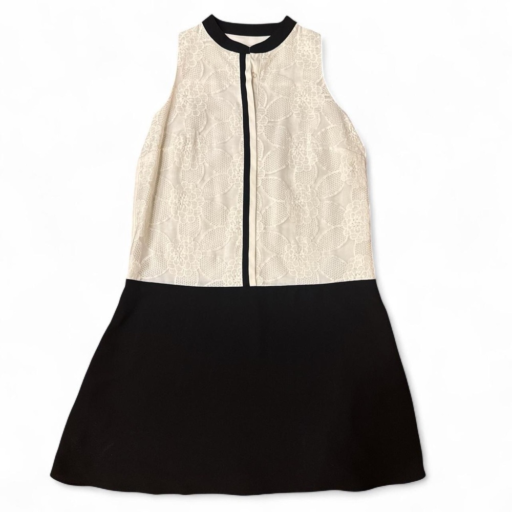 LOFT Black and White Formal High Neck Dress